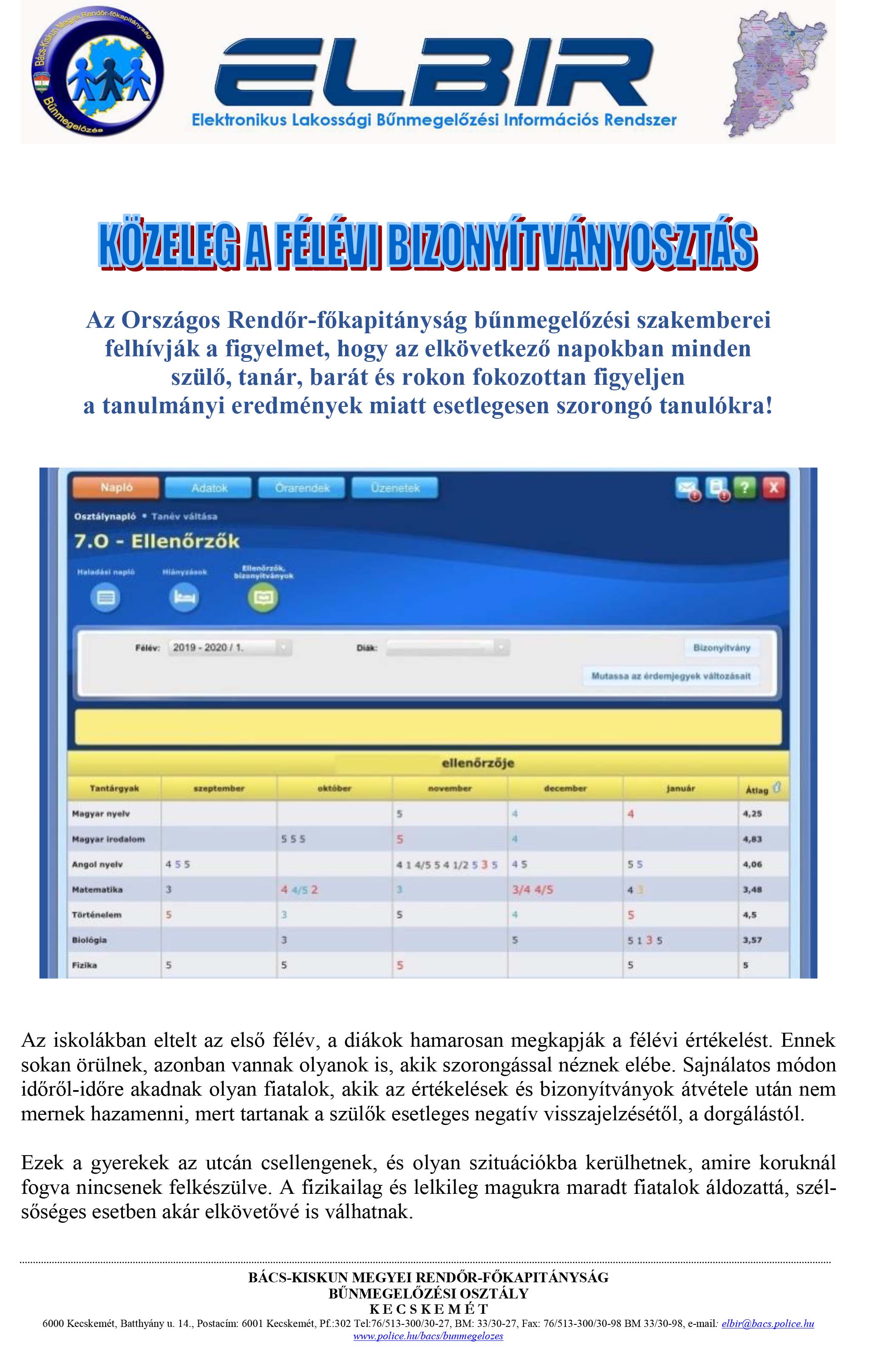 ELBIR 2020 január Közeleg a félévi bizonyítványosztás 1